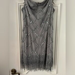 Adrianna Papell Silver Sequin Mini Dress